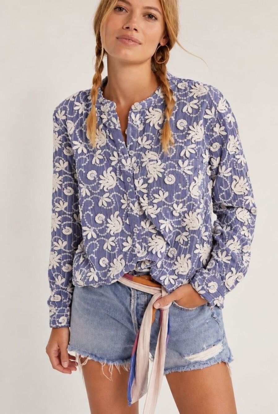 Anthro Pilcro Whitney Trapeze Button Down Popover Top Size S